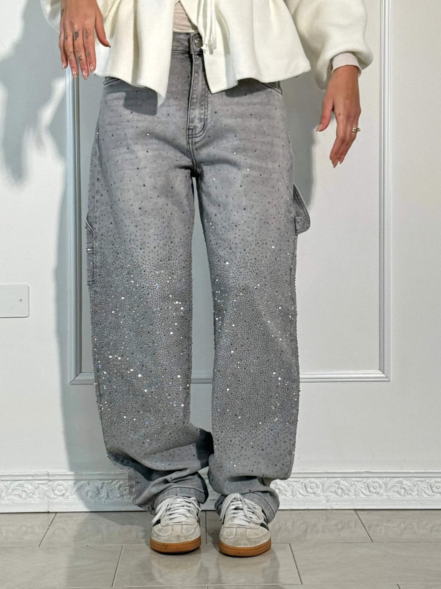 Stilla | Jeans Med Skinnende Detaljer Trendy Og Komfortable