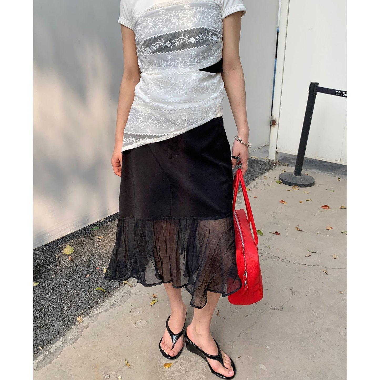 Dame Gehrock med gennemsigtig chiffon-bund Stilla