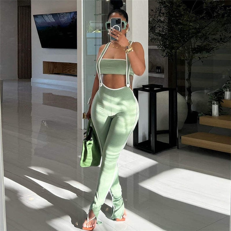 Dame Sporty Jumpsuit med justerbare stropper og sidelange kontraststriber Stilla