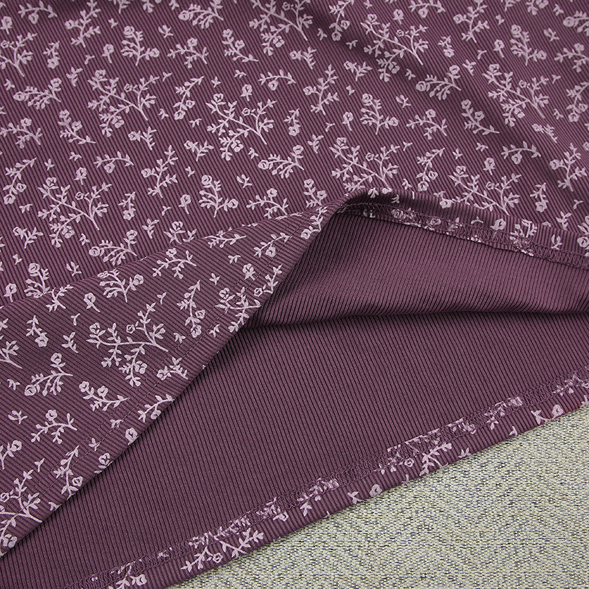 Dame afslappende Top- og shorts-sæt med legende blomsterprint og voluminøse ærmer Stilla