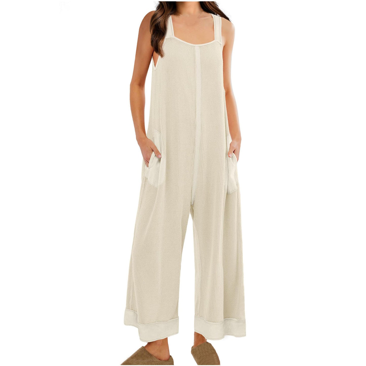 Dame afslappet Jumpsuit med sidelommer og bredt ben Stilla
