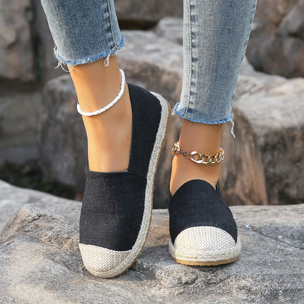 Dame espadriller med naturlig jute sål og elegant overmateriale Stilla