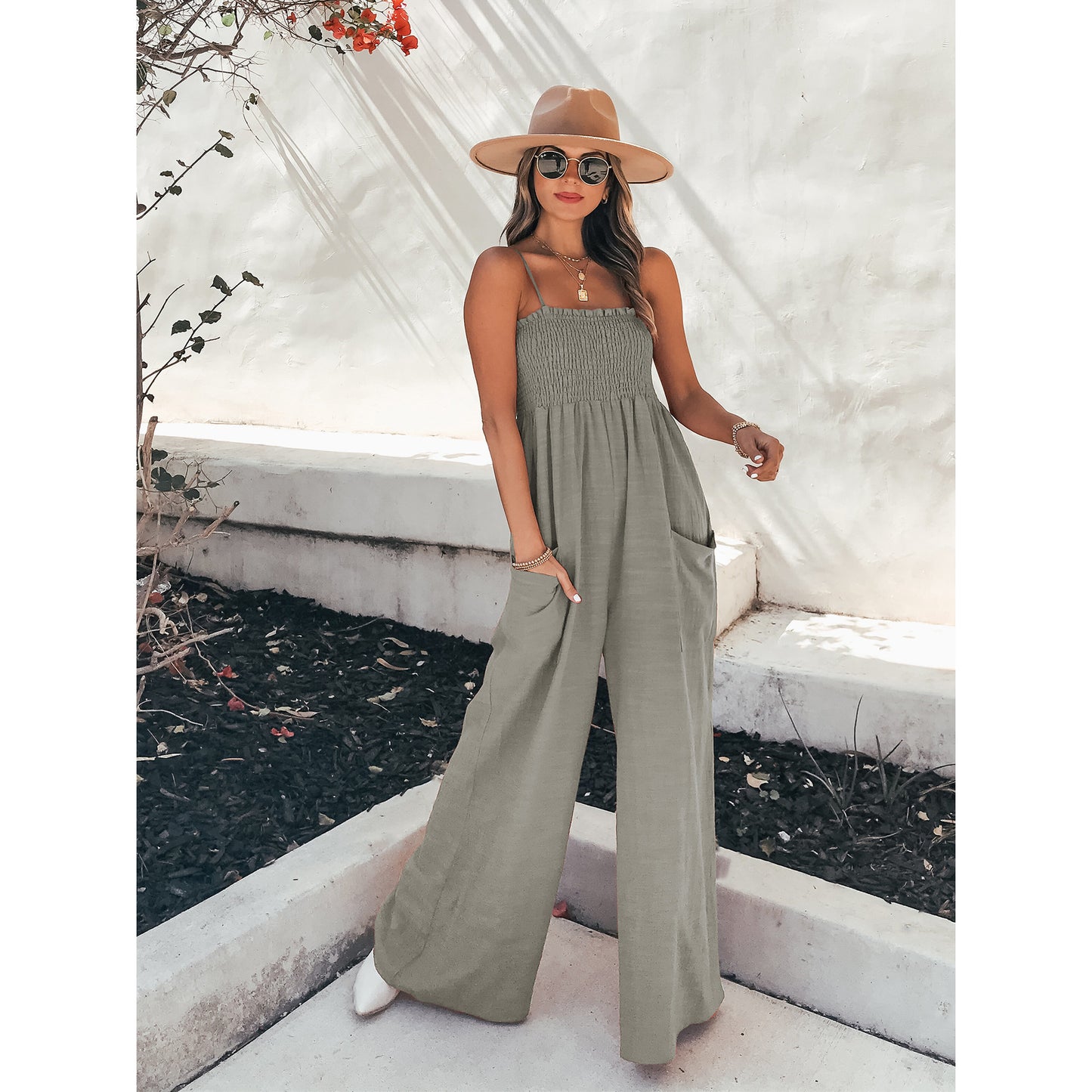 Dame Lækkert Jumpsuit med elastisk overdel og sidelommer Stiila