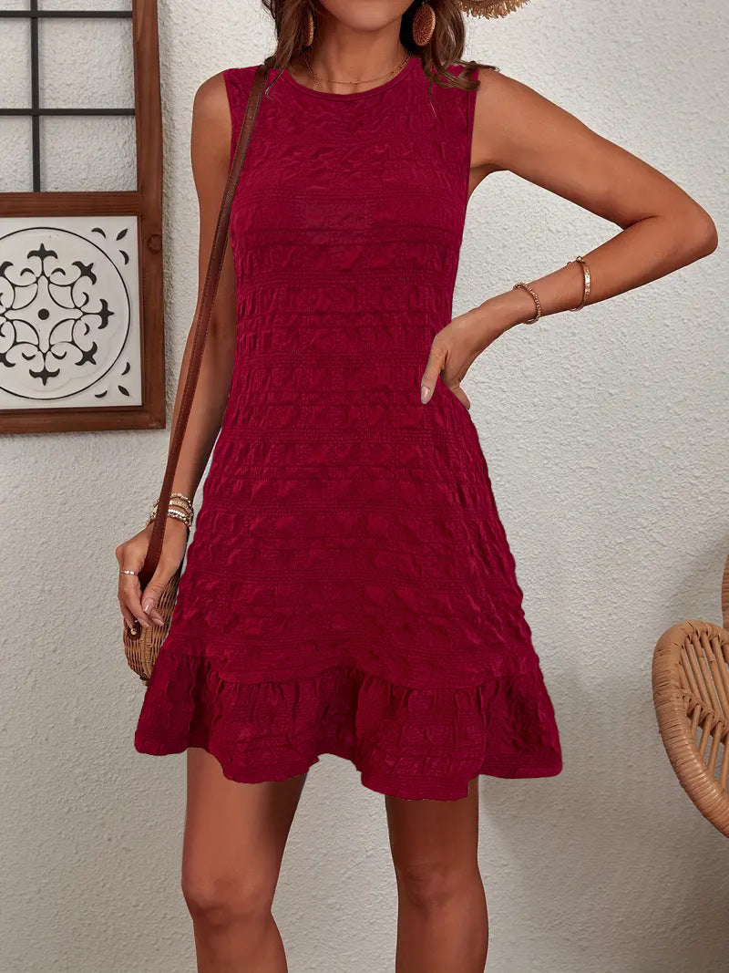 Dame A-linje kjole med flæse detaljer og struktureret design Stilla