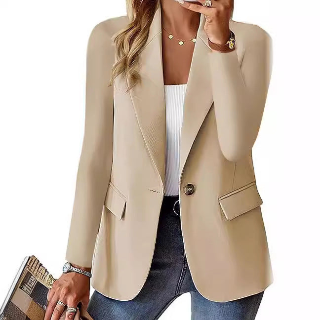 Dame Elegant Casual Blazer med moderne lommer og diskret knap Stilla