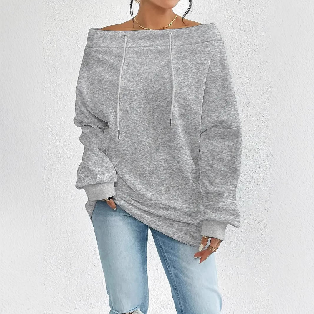 Dame Oversized Hoodie med åben skulder og afslappet snit Stilla