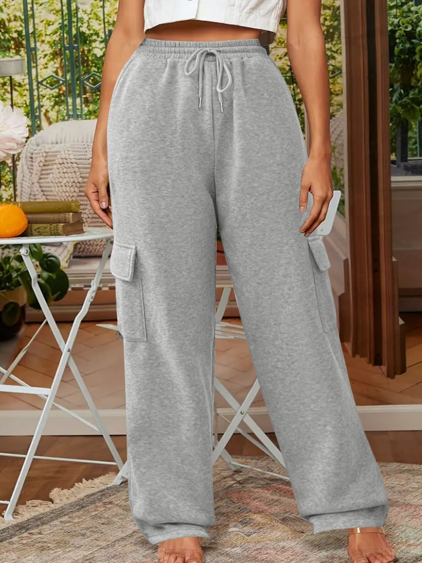 Dame casual cargo bukser med elastisk talje og praktiske lommer Stilla
