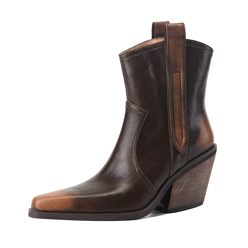 Femme Western-stil ankelstøvler med klodset blokhæl Stilla