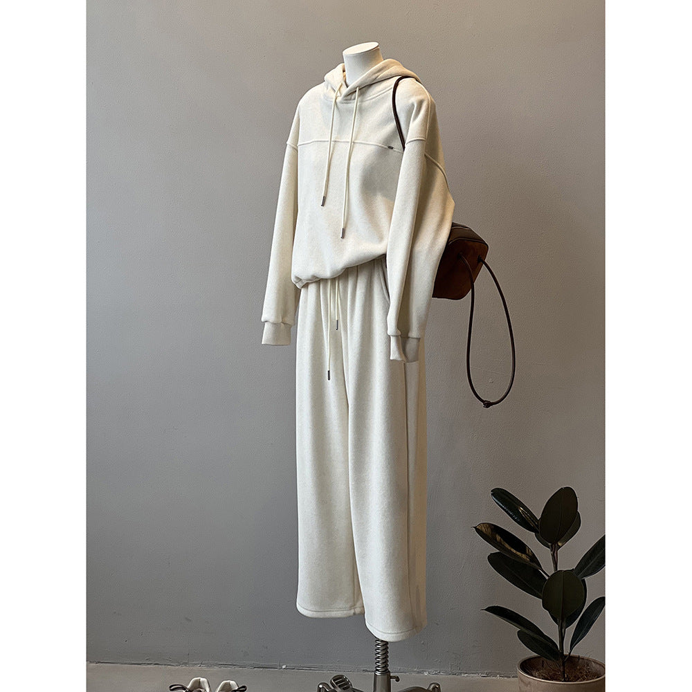 Dame afslappet hoodie med løst skårne bukser i casual stil Stilla