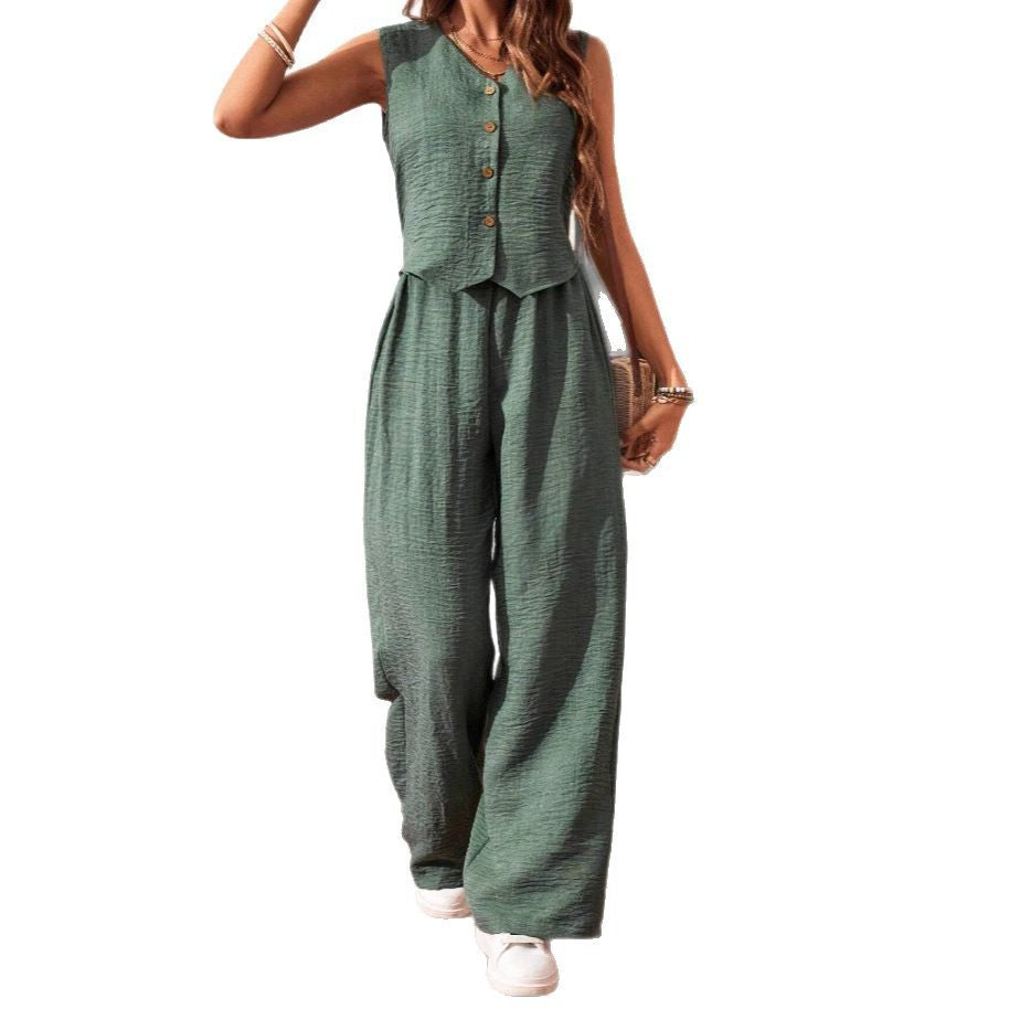 Dame afslappet jumpsuit med knapdetalje Stilla
