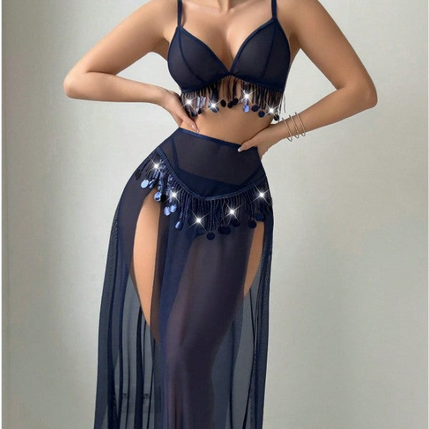 Dame Gennemsigtig Frynse Bodysuit Sæt Stilla