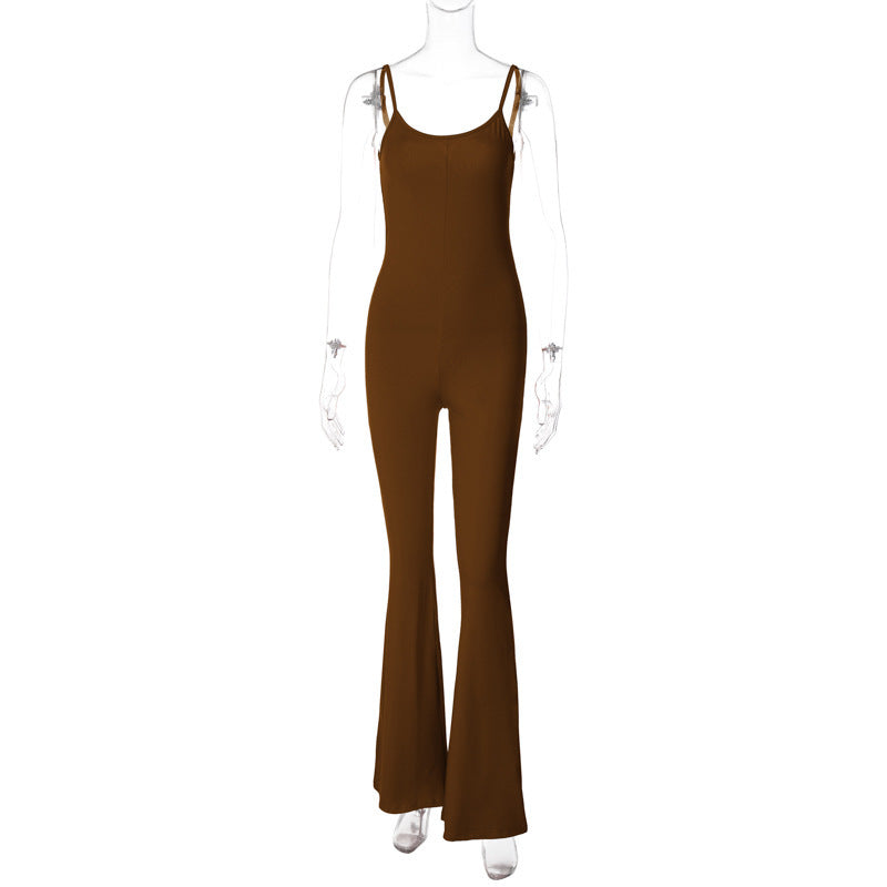 Dame Flydende Fodvidde Jumpsuit med Spagetti-stropper Stilla