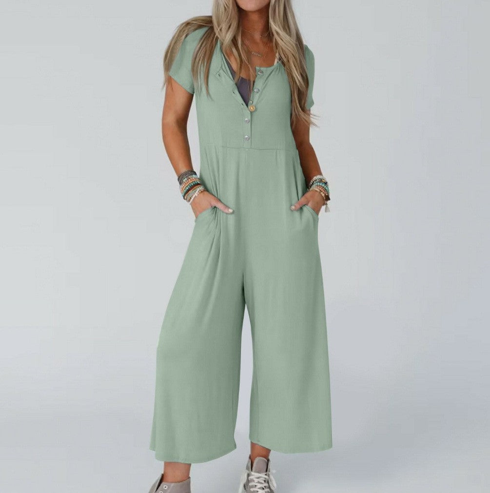 Dame jumpsuit med knapliste og praktiske lommer Stilla