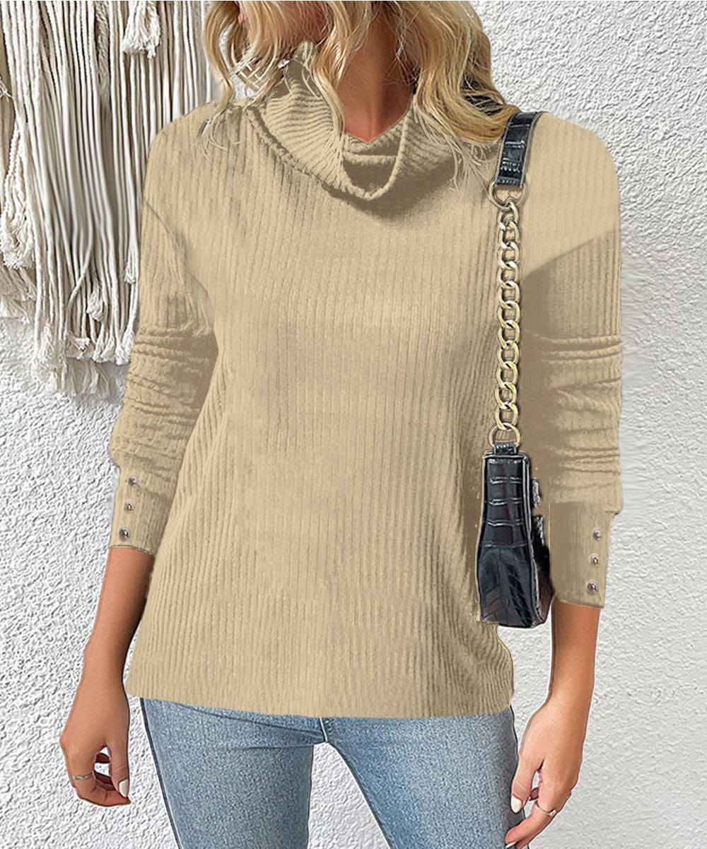 Stilla | Afslappet Langærmet Turtle Neck Solid Bluse Top
