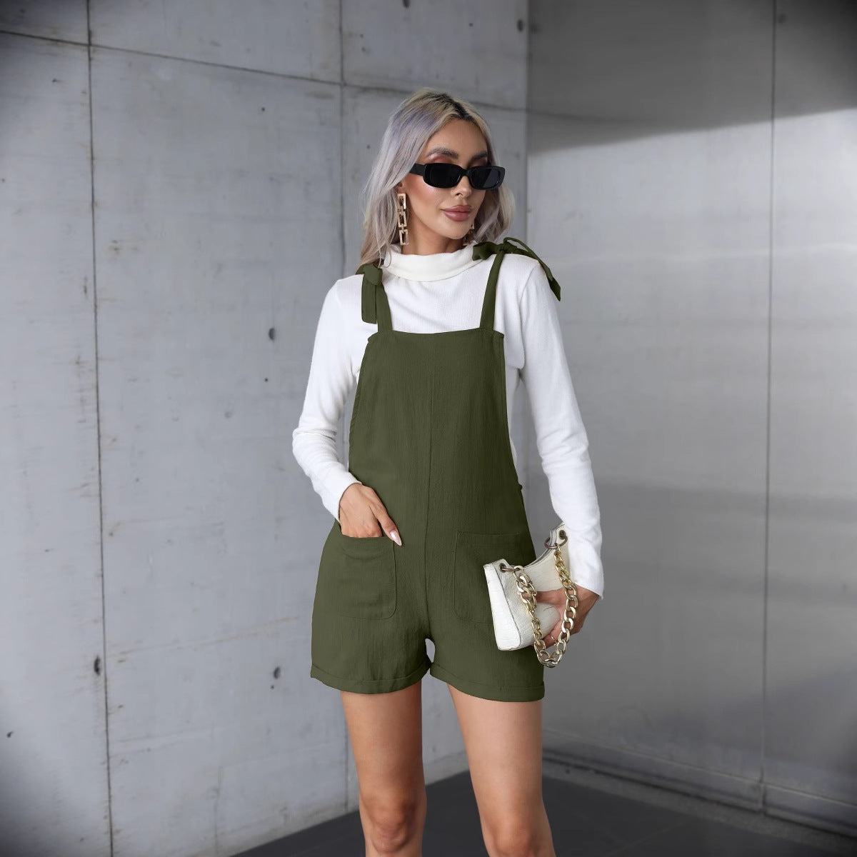 Damer Casual Jumpsuit med praktiske lommer og asymmetrisk stropper Stilla