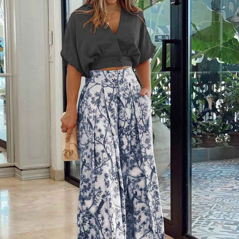 Dame elegant og luftig Culotte med blomster mønster Stiila