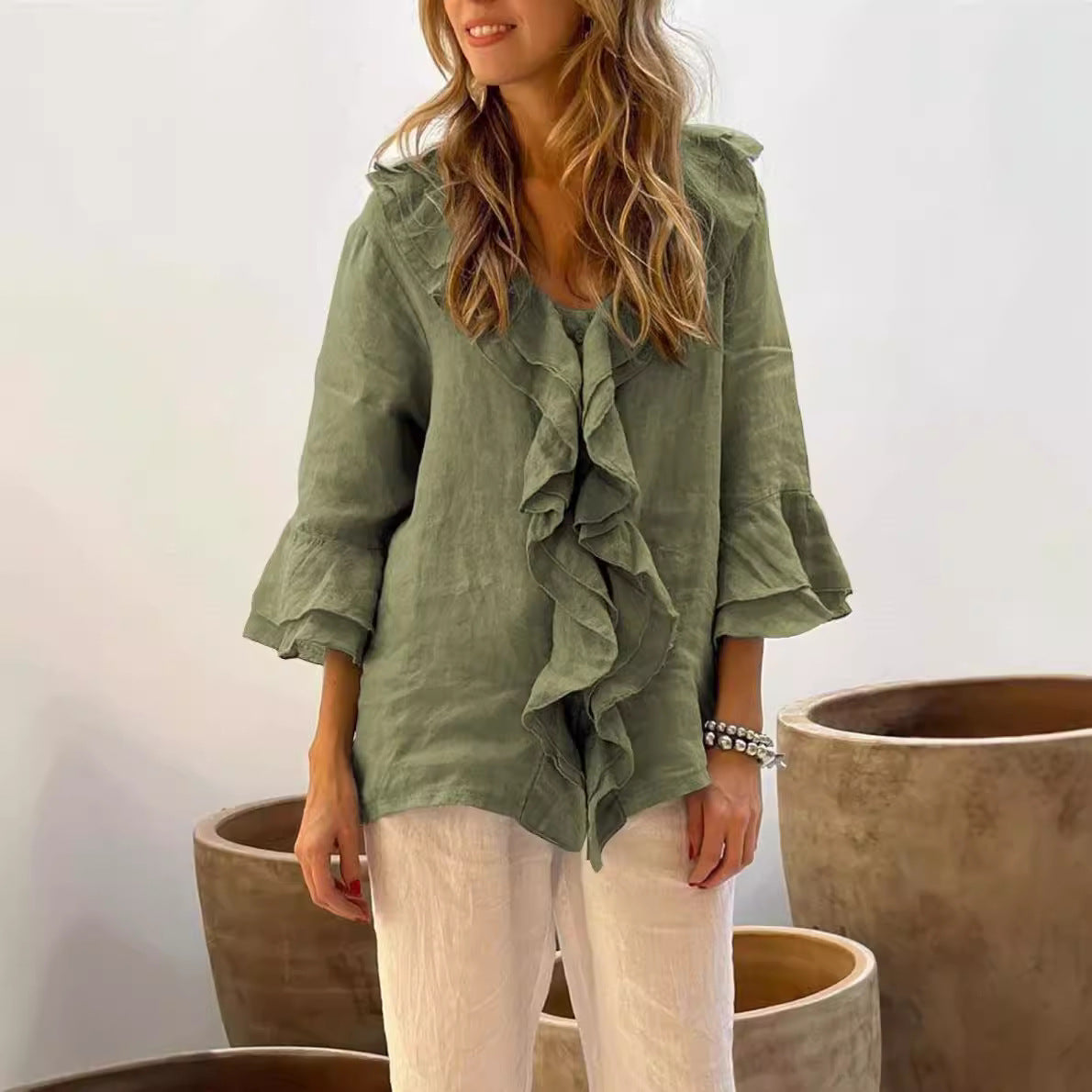 Stilla | Stilfuld Rynket Bluse