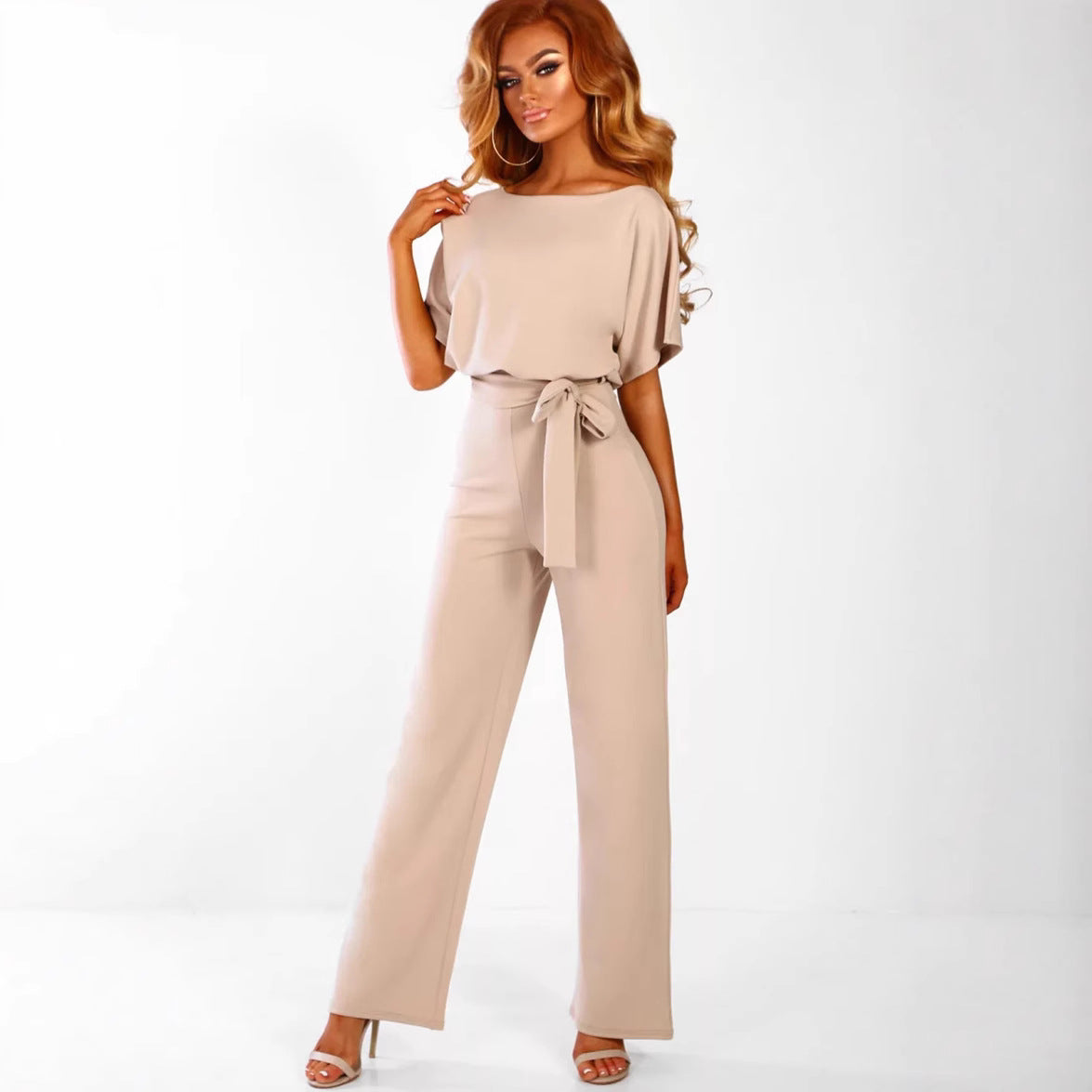 Dame elegant bred ben jumpsuit med bund detalje Stilla