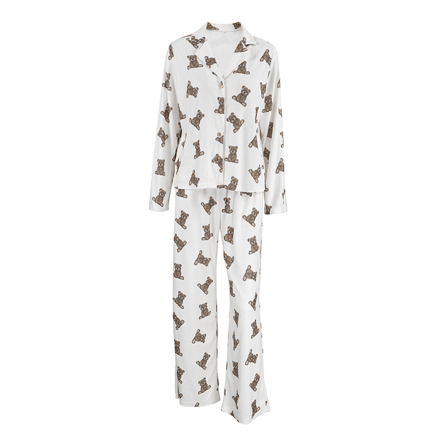 Dame Kramme Pyjama-sæt med knapbluse og lange bukser Stilla