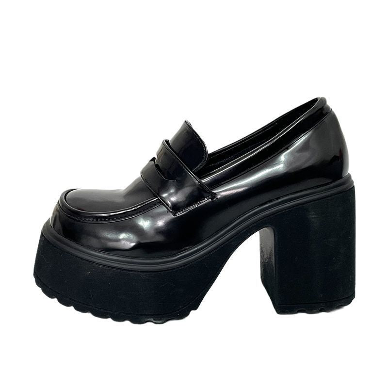 Dame Chunky Loafers med høj platform-blokhæl og dekorative remme Stilla
