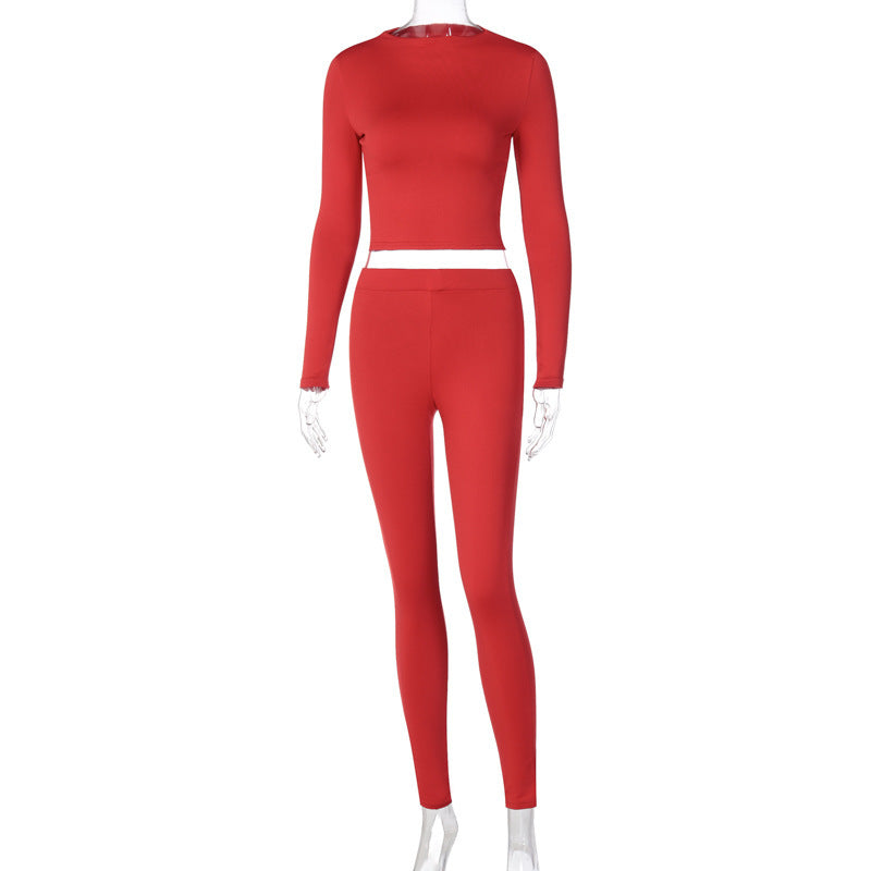 Dame Sporty sæt med tætsiddende, langærmet top og høj talje leggings Stilla