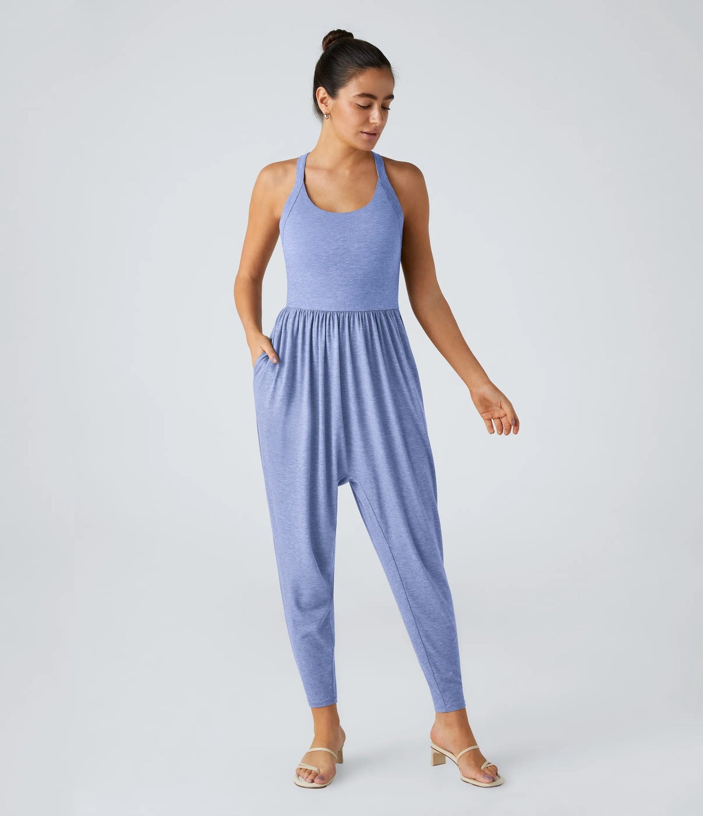 Dame livlig jumpsuit med lommer og bred pasform Stilla