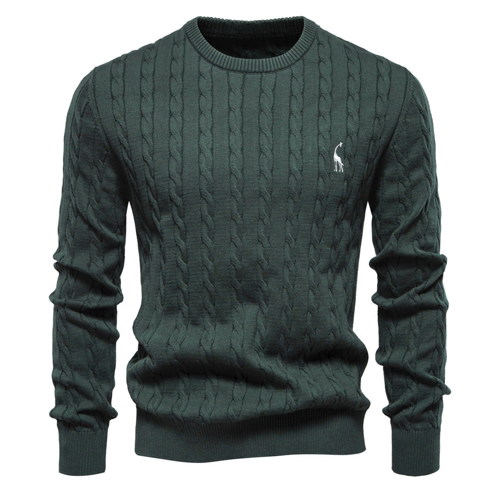 Herrer strikpullover med trendy fletstrik-optik og rund halsudskæring Stilla