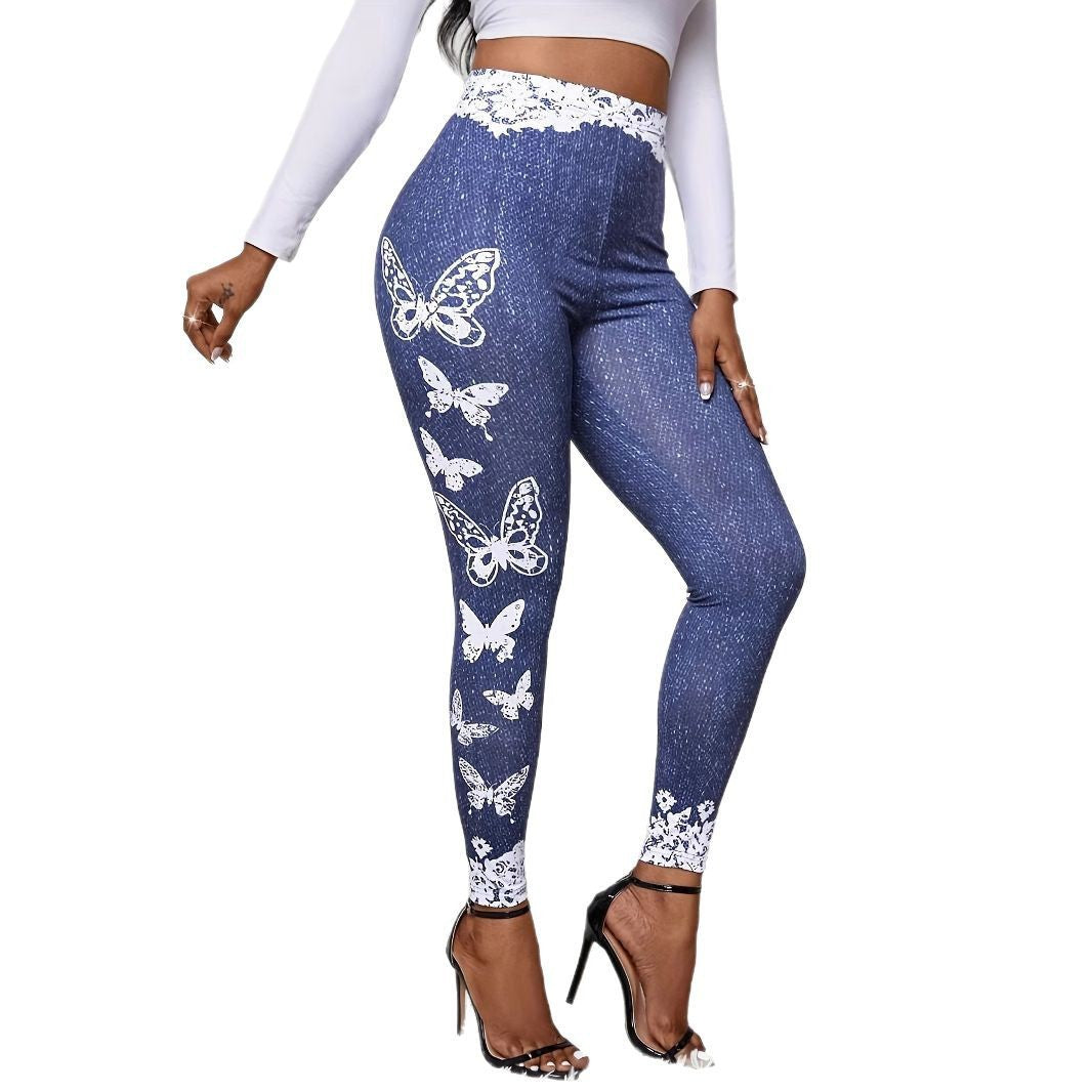 Dame leggings med høj talje og feminine spidsdetaljer Stilla