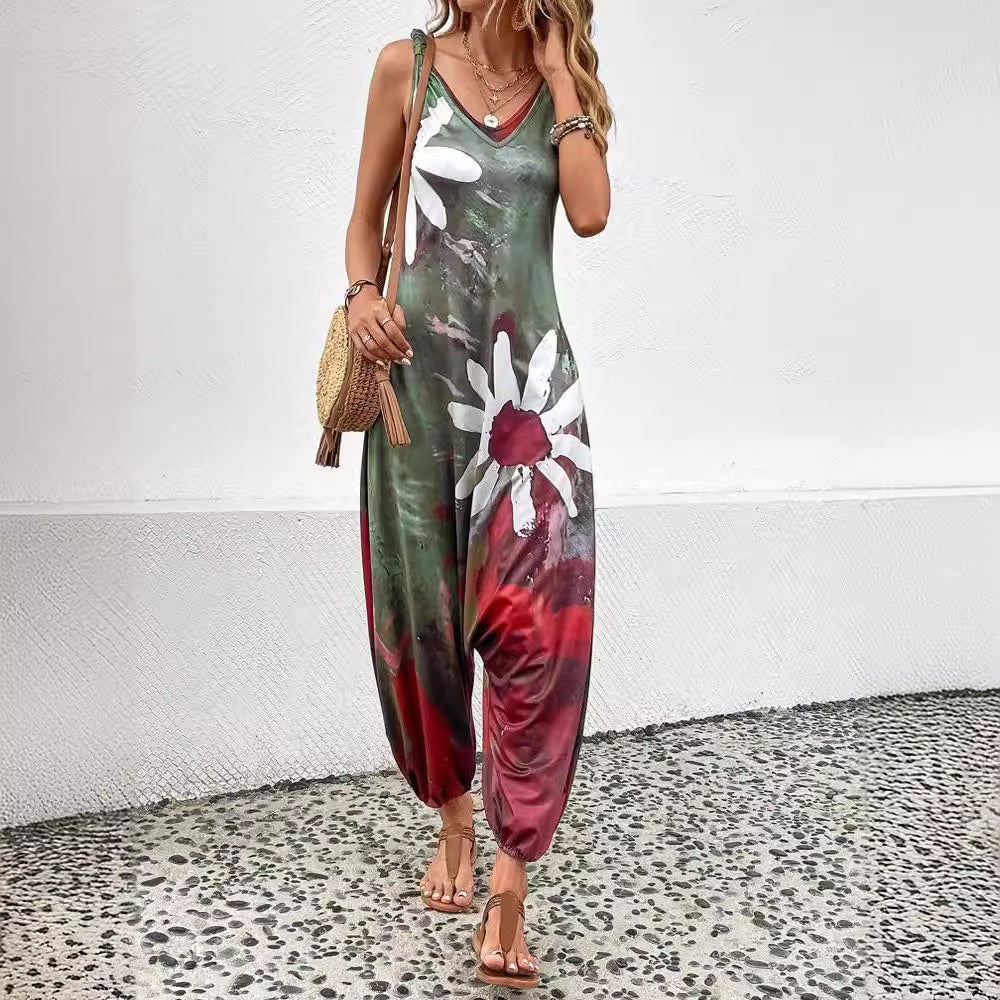 Dame jumpsuit med elegant blomsterprint og afslappet snit Stilla