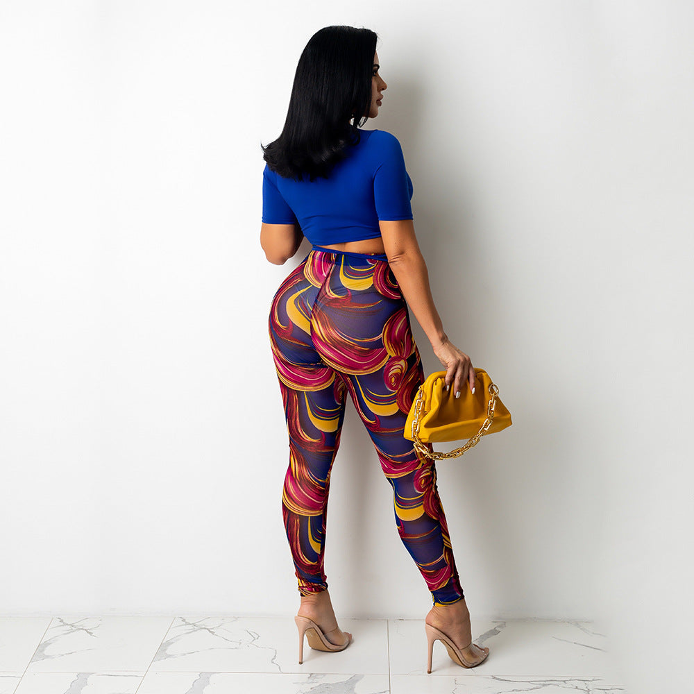 Damer Vibrante Abstrakt Tryk Høj Talje Leggings Stilla