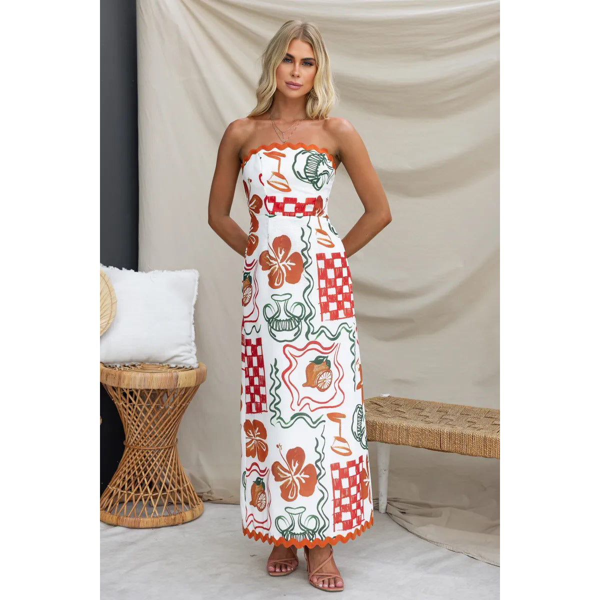 Dame Løs Jumpsuit med unikt blomstermønster og flæseoverdel Stiila
