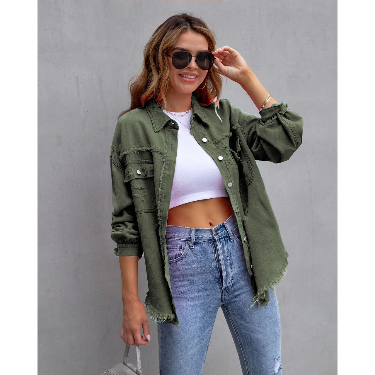 Stilla | Revnet Denim Casual Skjortejakke