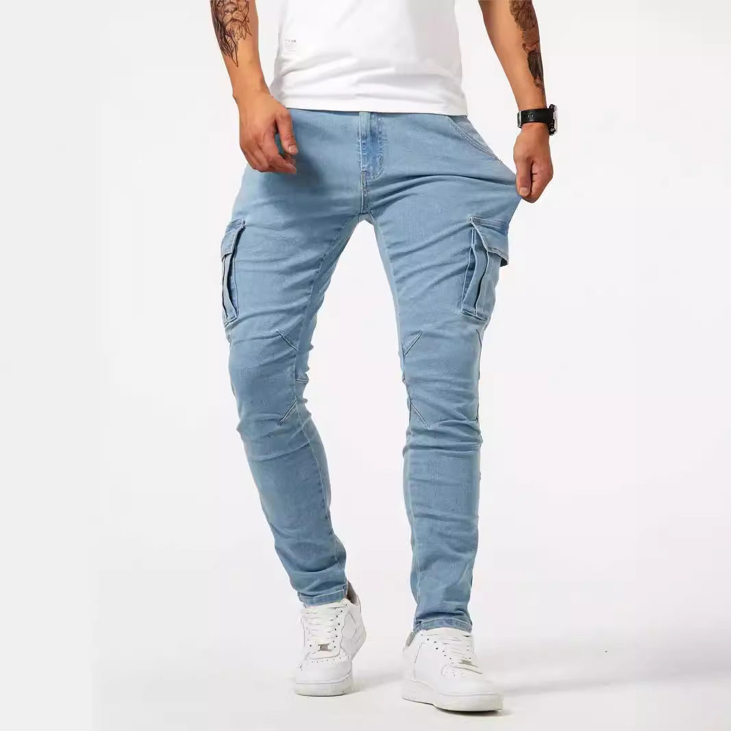 Herrer Cargo-Jeans med Slim-Fit snit og praktiske sidelommer Stilla