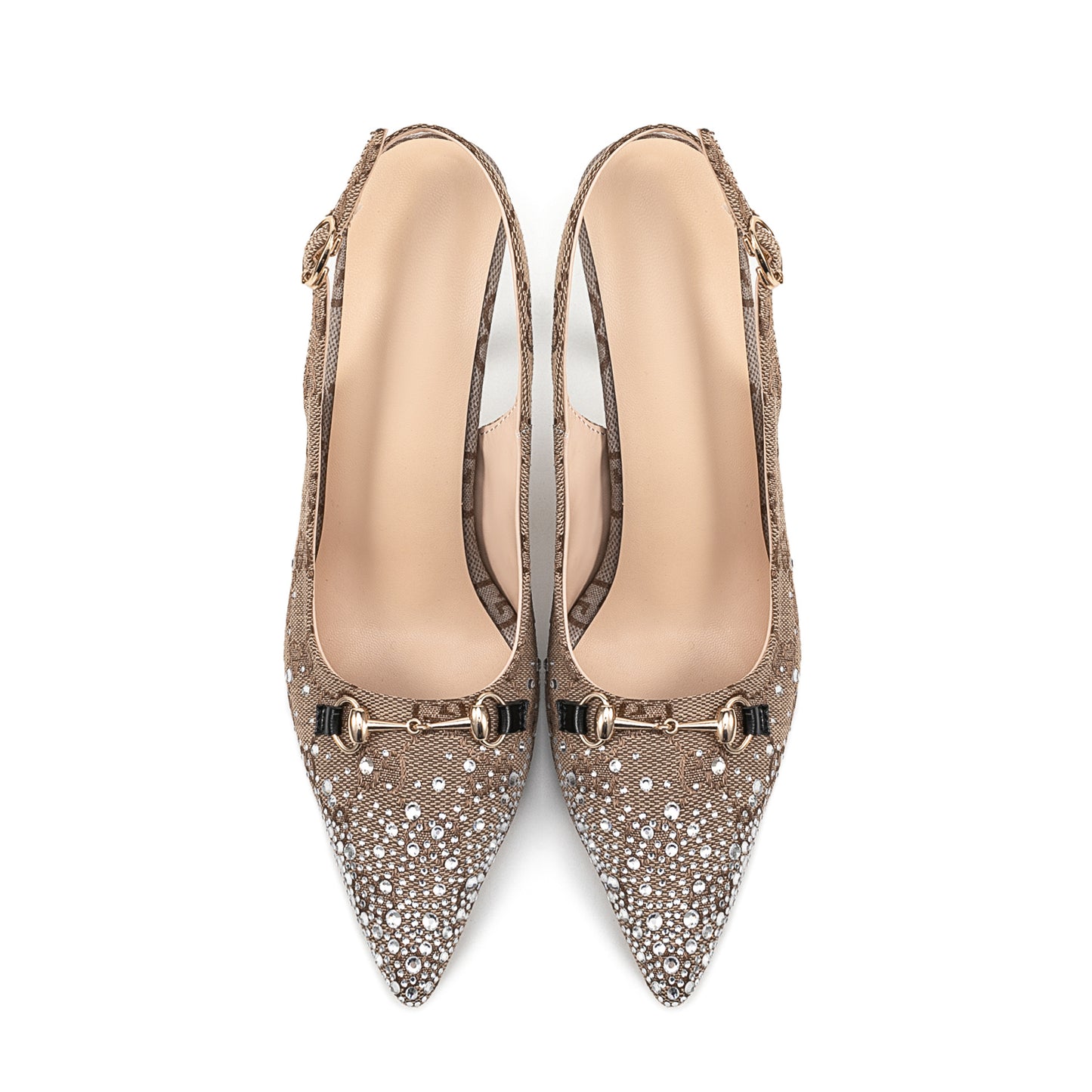 Femme Elegante Spids-Tå Slingback Hæl Sko med Strass-Accenter Stilla
