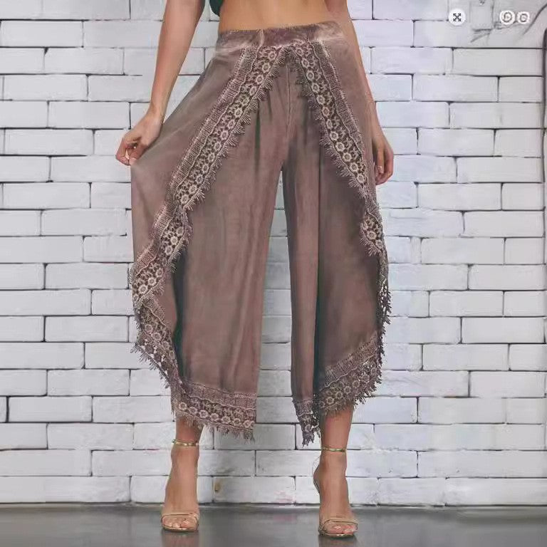 Dame elegant Culotte med detaljerede spidsaccentuer Stilla