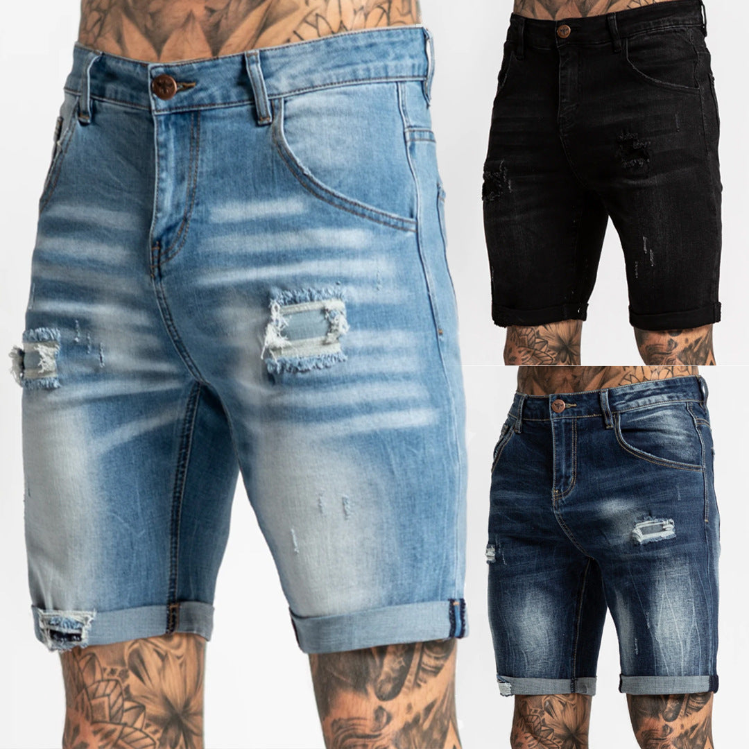Herrer Ødelagt Denim Shorts i afslappet snit Stilla
