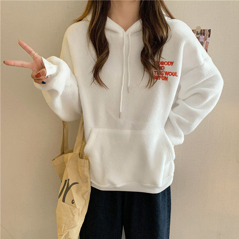Femme Cozy Fleece Pullovere Hoodie med Kænguru-lomme Stilla