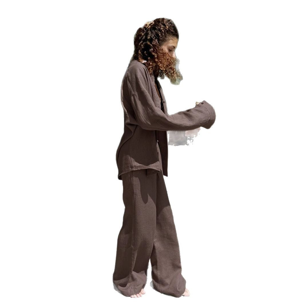 Dame løs linned jumpsuit sæt med afslappet chic Stilla