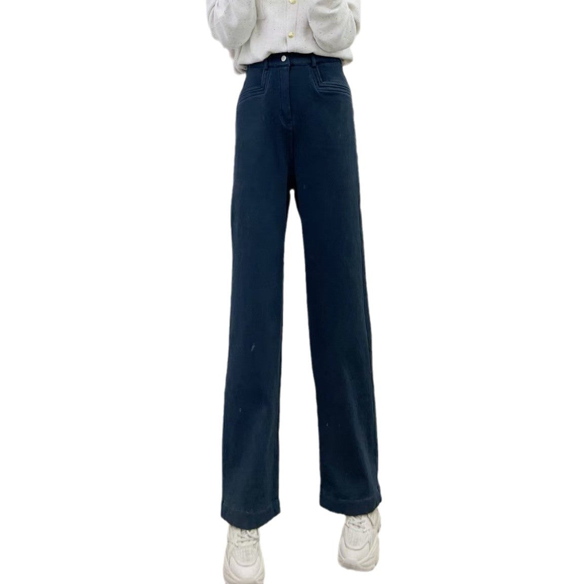 Dame Vidde Højtaljede Jeans med elegante Plisseringer og moderne Snit Stilla