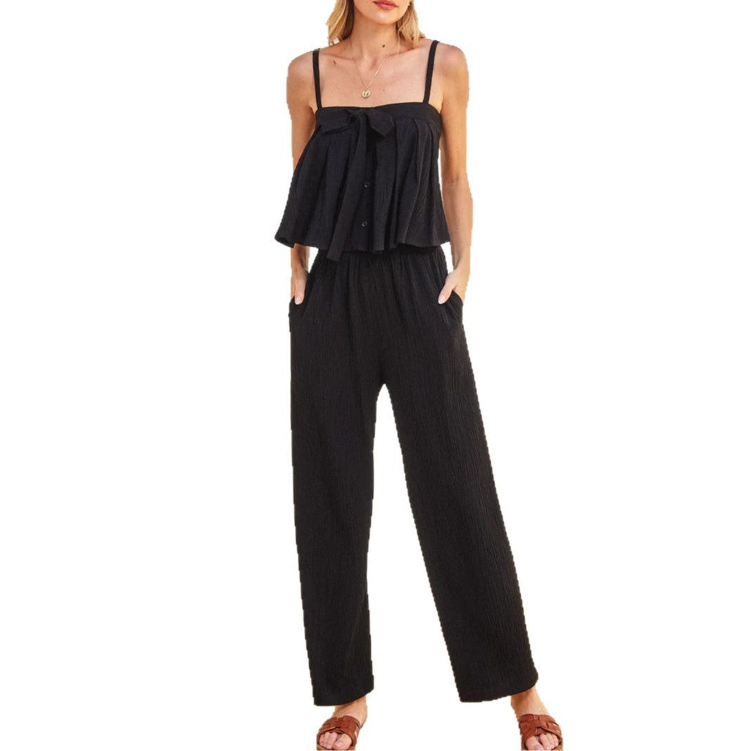 Dame trendy jumpsuit med raffineret flæse-design og sidelommer Stilla