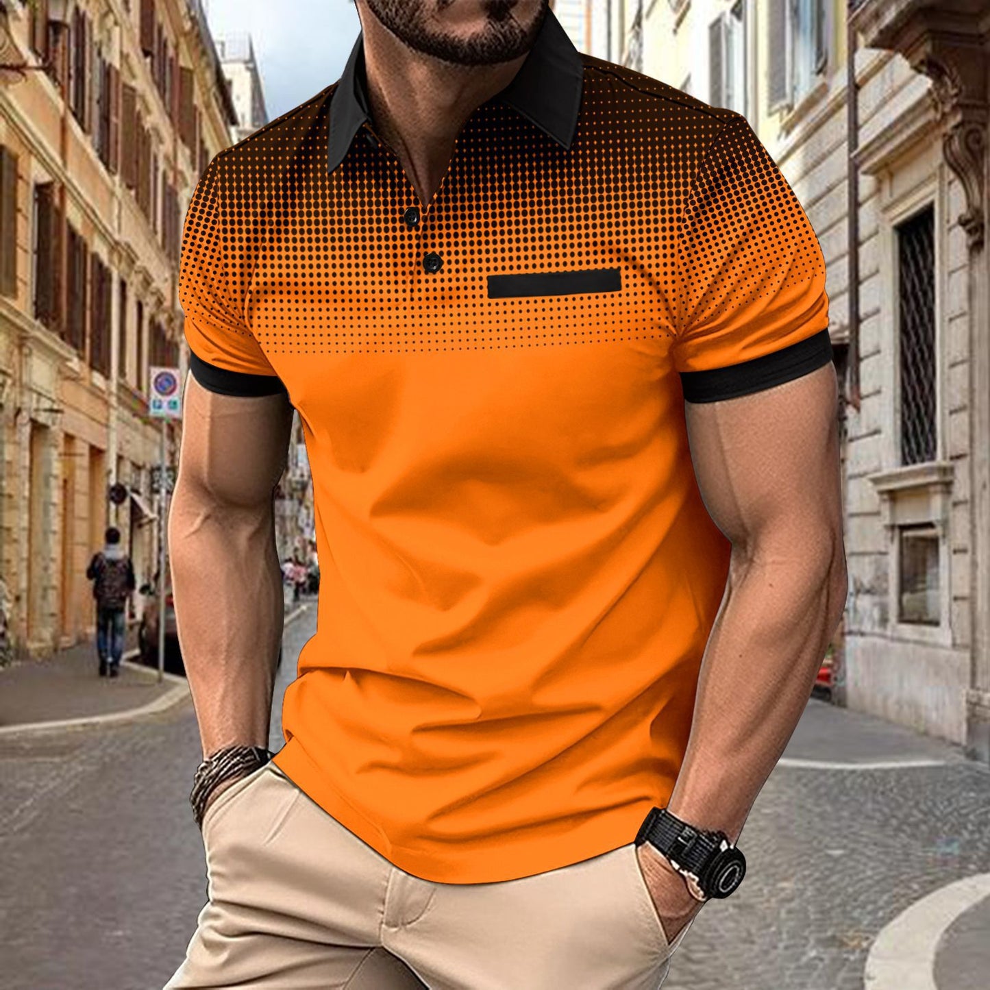 Herrer Poloshirt med moderne gradient og minimalistiske accenter Stilla
