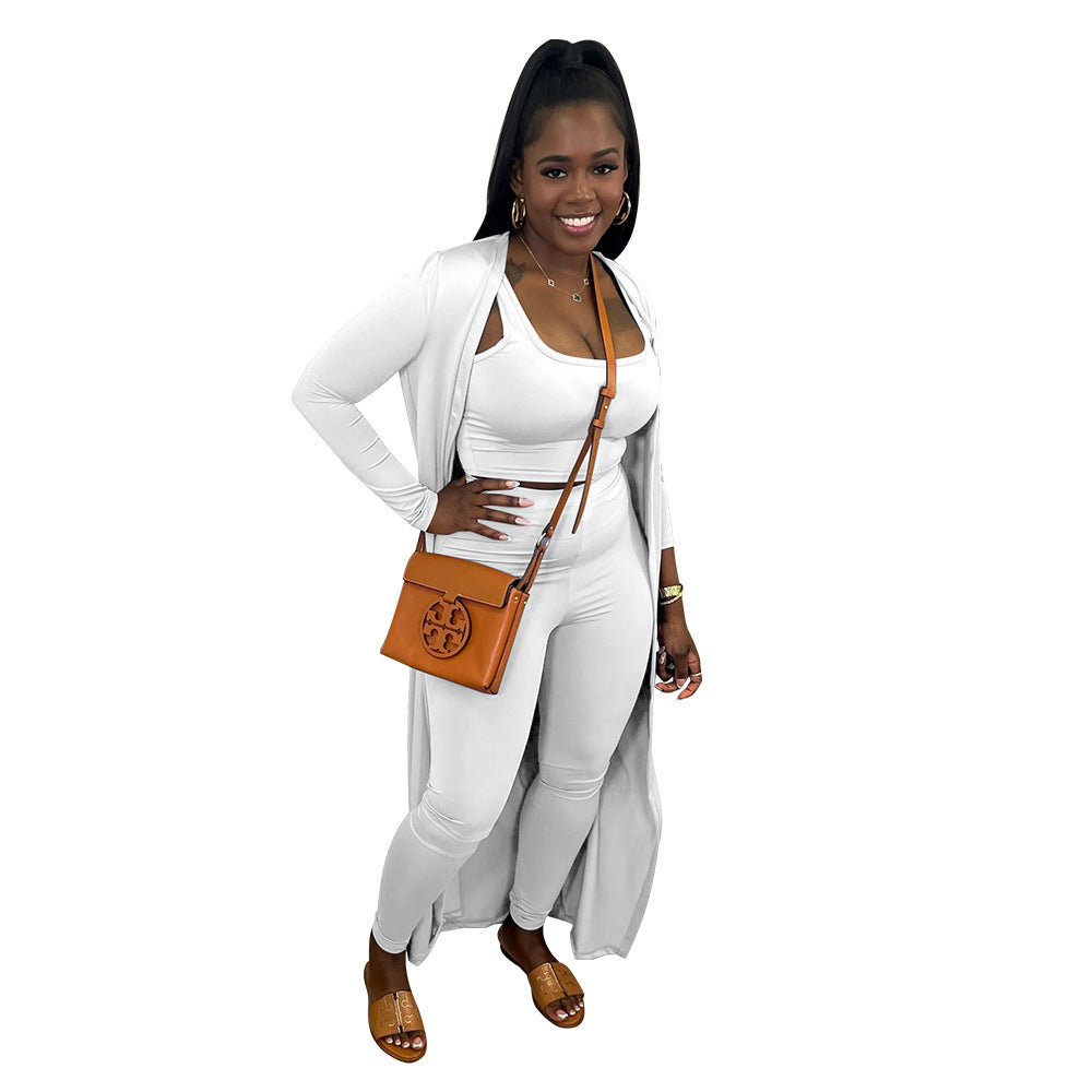 Dame stilfuld langærmet jumpsuit med elegant cardigan Stilla