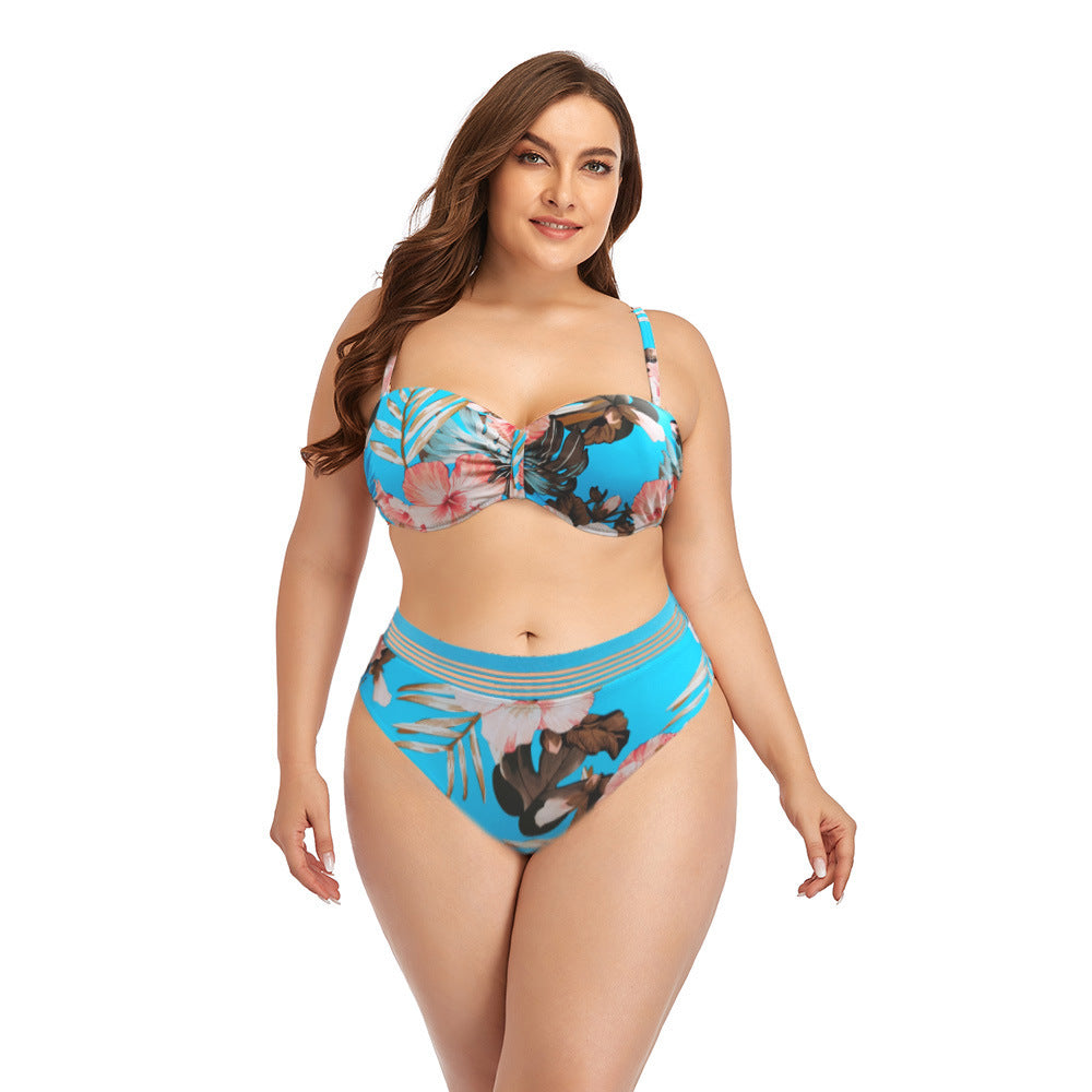 Dame bikini-sæt med blomstret design og højt skårne underdele Stilla