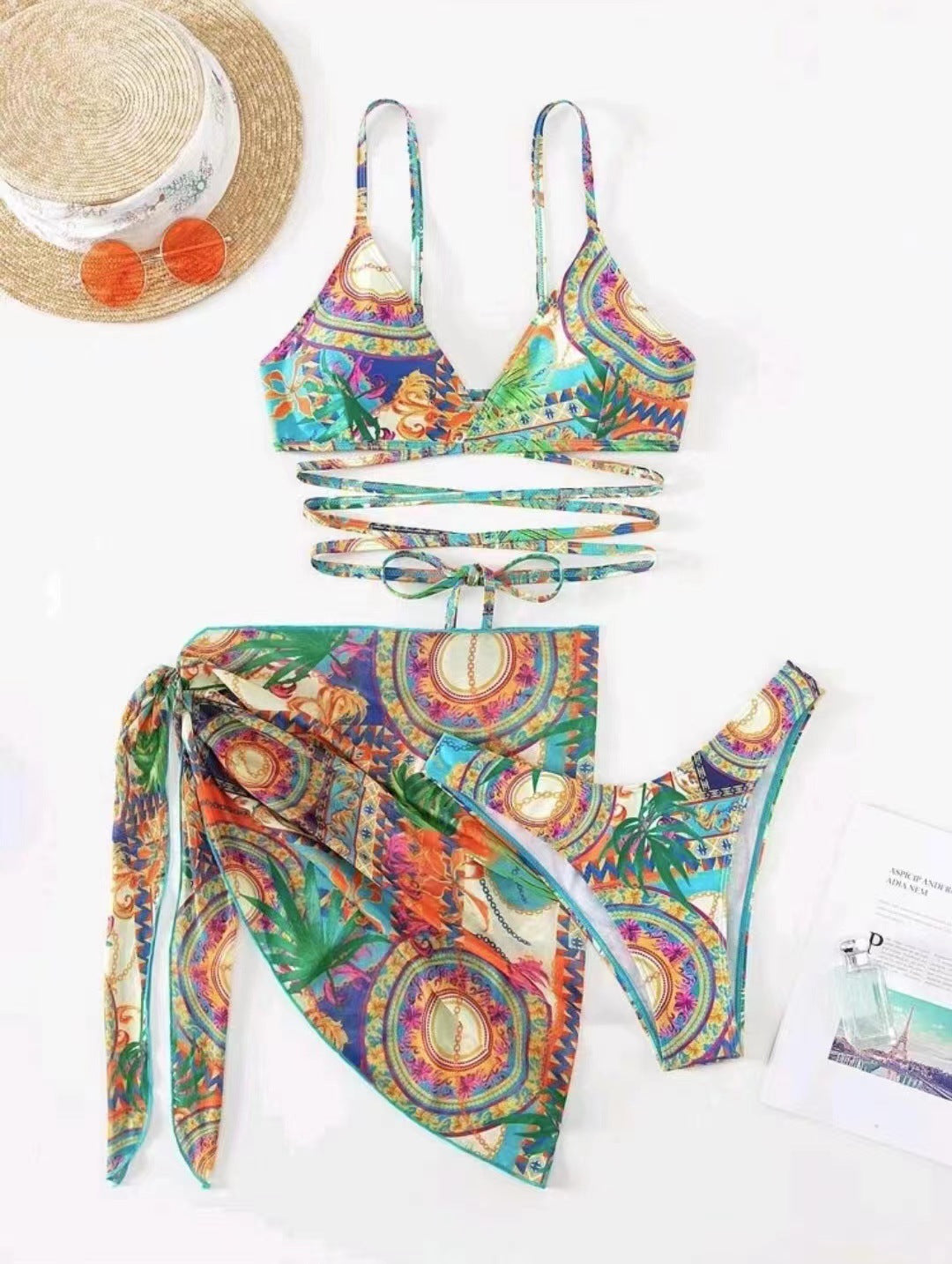 Dame Bikini-sæt med elegant indpakningsdesign og moderne sløjfer Stilla