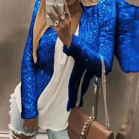 Stilla | Trendy Farve-Block Paillet Kort Casual Jakke