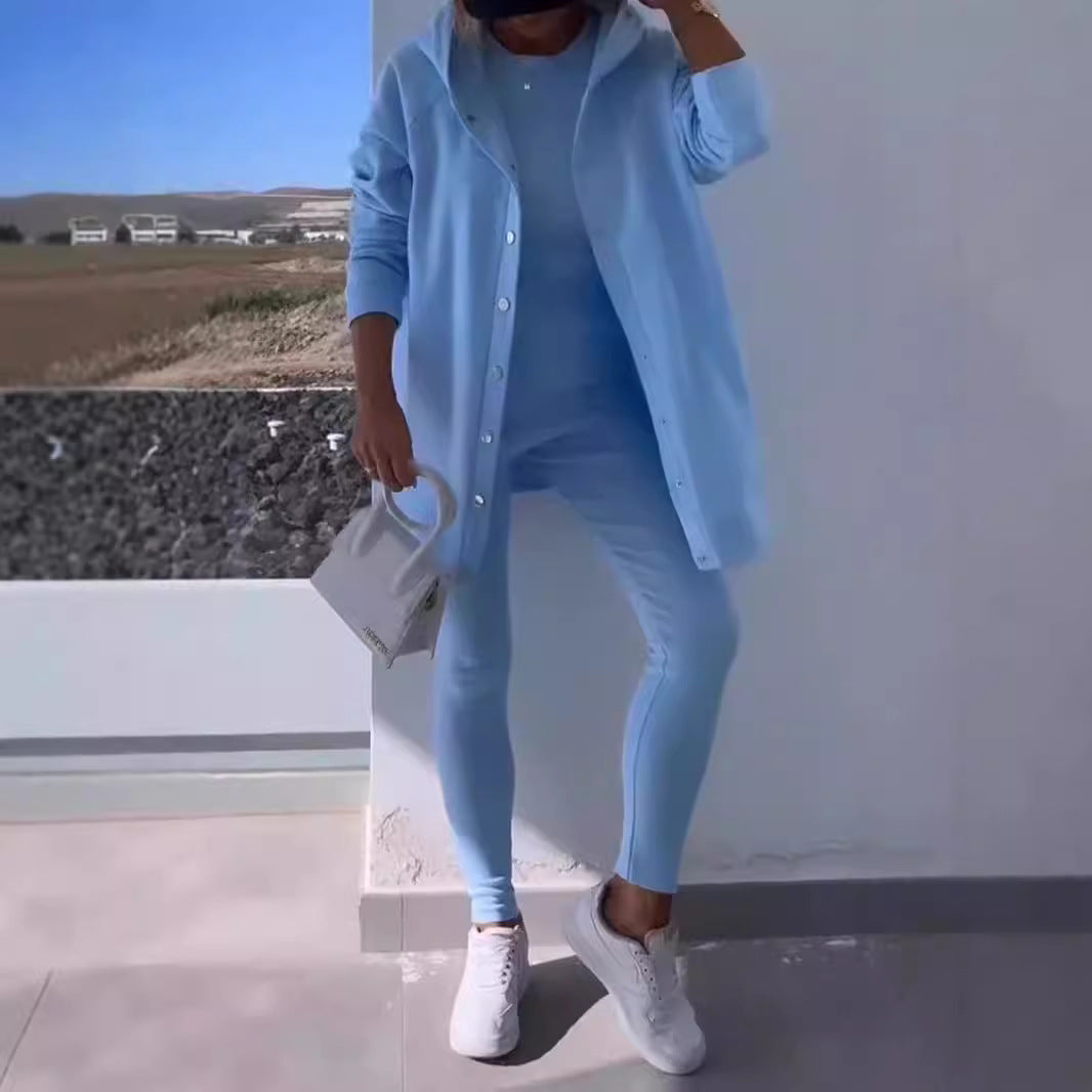 Dame Lækkert Lounge-sæt med oversized Cardigan og figursydde Leggings Stilla