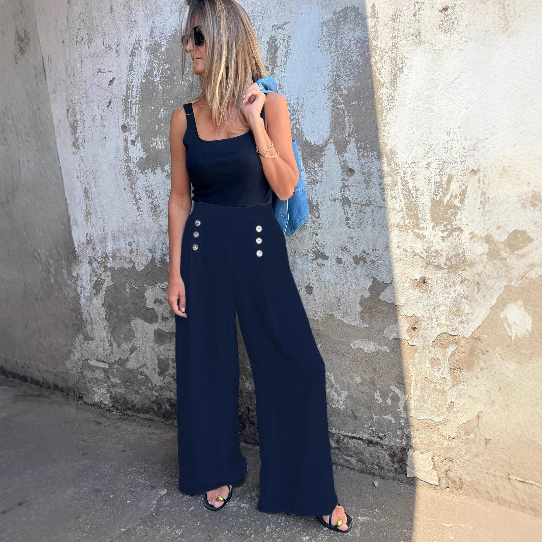 Dame Mode Jumpsuit med omhyggeligt designede knapdetaljer Stilla