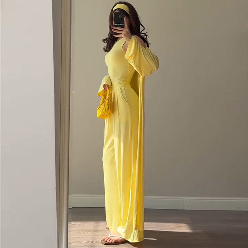 Damer Elegant Lounge-sæt med løs pasform og flydende cardigan Stilla