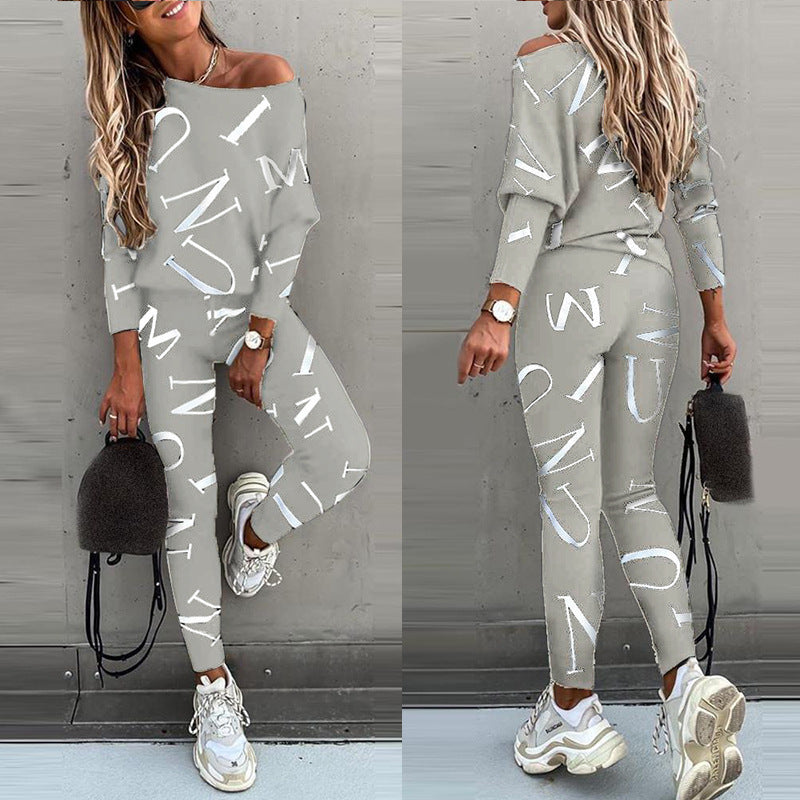 Dame Lækkert Jumpsuit med Off-Shoulder-udskæring og moderne Grafiktryk Stilla