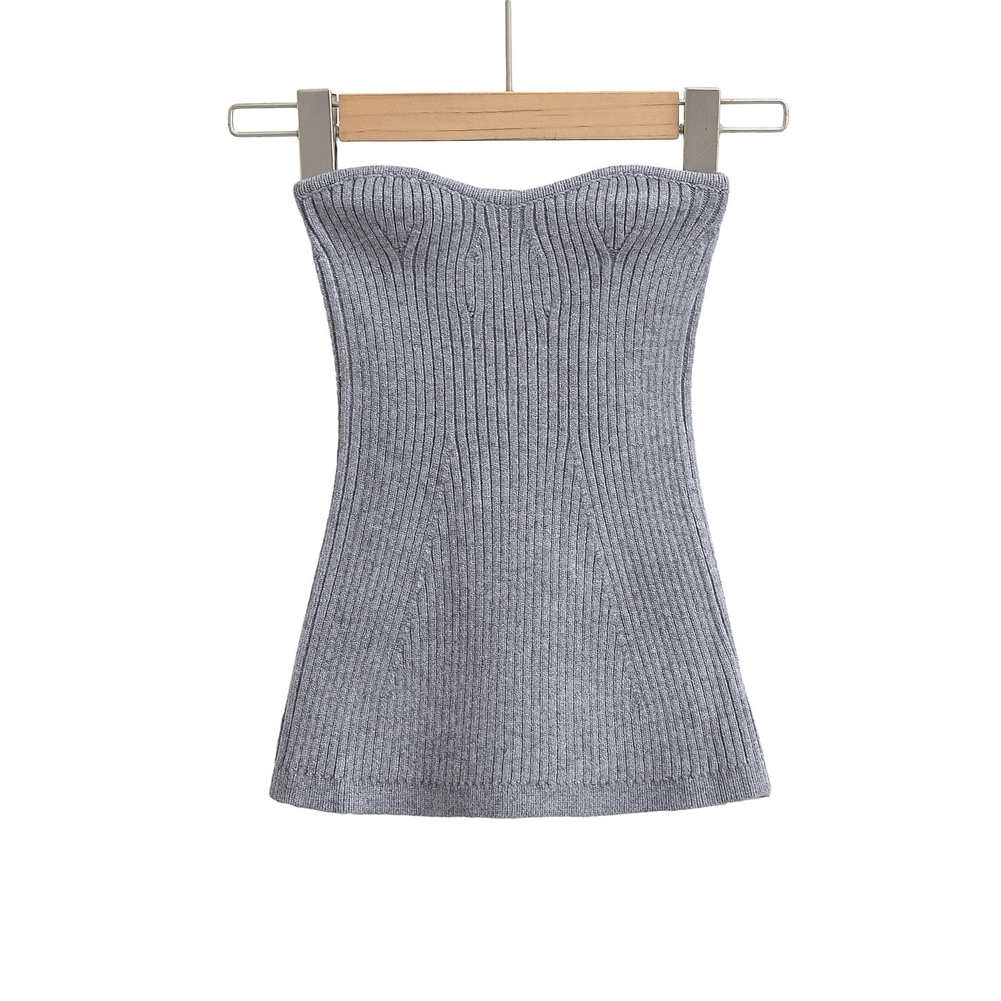 Dame Bandeau-top med fin ribstruktur og elastisk støtte Stilla